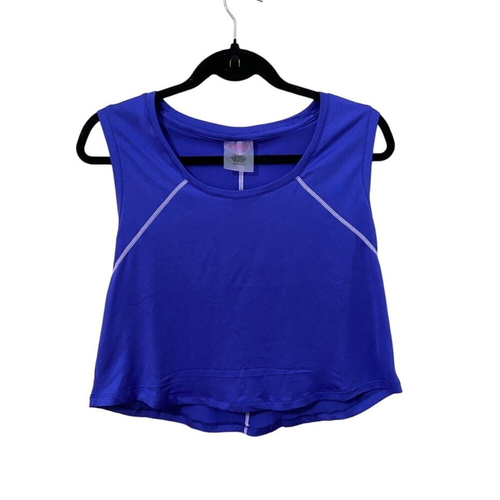 Terez New York Tank Top Women's blue workout racerback crop top Size M